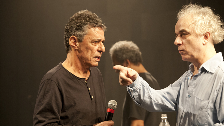 Chico Buarque e Carlos Careqa durante passagem de som/Foto: Nathy Silva